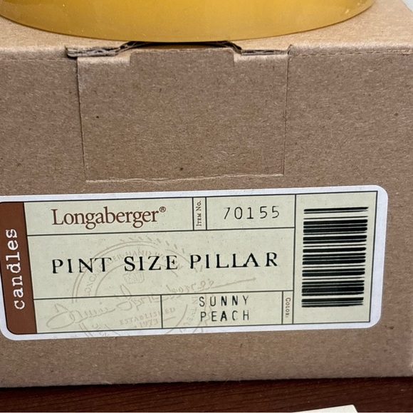 Longaberger Pint Size Pillar Sunny Peach Candle New in Box 70155 - Picture 3 of 5